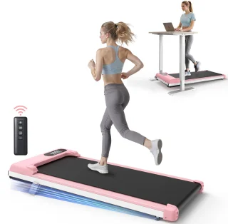 Loopband met 7% helling - 3-in-1 loopband bis 130 kg - 1-8 km/u instelbaar - Oppervlak 38,5 x 90 cm - Roze