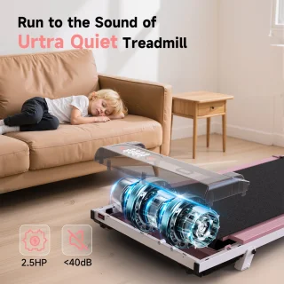 Loopband met 7% helling - 3-in-1 loopband bis 130 kg - 1-8 km/u instelbaar - Oppervlak 38,5 x 90 cm - Roze