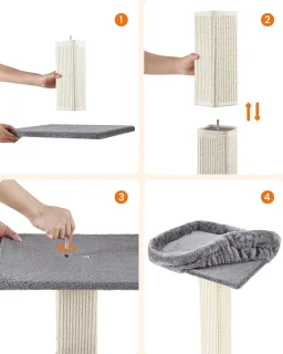 Kattenkrabpaal met Sisal en Pluche Platform - Ideaal voor Kleine en Middelgrote Katten - 71 cm Hoog