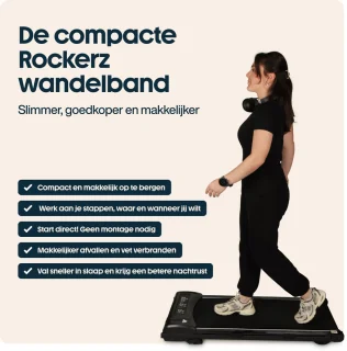Rockerz Loopband Inklapbaar - 1-6km/u - Wandelband onder bureau - Walking Pad - Treadmill - Zwart