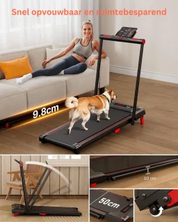 MKSS® Loopband Inklapbaar - Hometrainer Elektrisch - Walking Pad Fitness - Zwart en Rood
