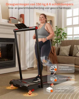 MKSS® Loopband Inklapbaar - Hometrainer Elektrisch - Walking Pad Fitness - Zwart en Rood