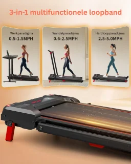 MKSS® Loopband Inklapbaar - Hometrainer Elektrisch - Walking Pad Fitness - Zwart en Rood