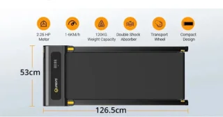 Loopband Inklapbaar - Elektrisch - Fitness - Afstandsbediening - 1-6 km/h - Tot 120 kg - LED display - Schokabsorberend - Kracht en stil
