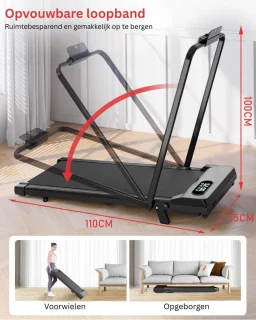 MKSS® Loopband Inklapbaar - Hometrainer Elektrisch - Walking Pad Fitness - Zwart