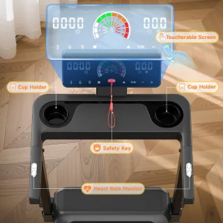 Loopband met 10% helling - Elektrische loopband - Snelheid 1-12 km/u - Motor 3,0 pk - LED-scherm - Oppervlak 40 x 97 cm - max. 120 kg