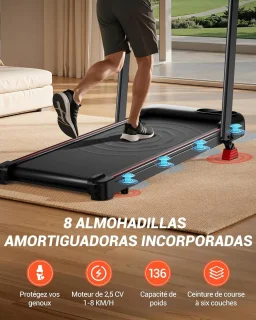 Opvouwbare loopband 15% kantelen, 6 in 1 loopband met stille motor, loopkussen maximale belasting 136KG