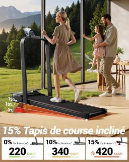 Opvouwbare loopband 15% kantelen, 6 in 1 loopband met stille motor, loopkussen maximale belasting 136KG