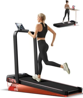 Opvouwbare loopband 15% kantelen, 6 in 1 loopband met stille motor, loopkussen maximale belasting 136KG
