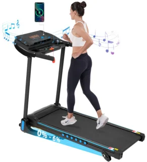 Loopband voor thuis, opvouwbaar, 14 km/u, loopbanden 3,0 pk met hartslagmeter, opvouwbare loopband met helling 6%, loopband voor thuis met LED-display en Bluetooth, maximaal draagvermogen 140 kg