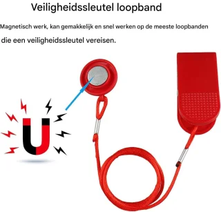 Loopband Beveiligingssleutel - Universele Magnetische Veiligheidsslot - Veilig Trainen Thuis - 1 Stuk - Rood