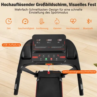 Loopband voor thuis, opvouwbare loopband met helling van 8%, stille loopbanden tot 14 km/u met groot loopoppervlak, 3,0 HP loopband voor thuis met LED-display en Bluetooth, maximaal draagvermogen 120 kg
