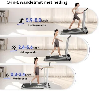 DailySupplies® Loopband Inklapbaar - Hometrainer Elektrisch - Walking Pad Fitness - Grijs