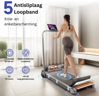 DailySupplies® Loopband Inklapbaar - Hometrainer Elektrisch - Walking Pad Fitness - Grijs