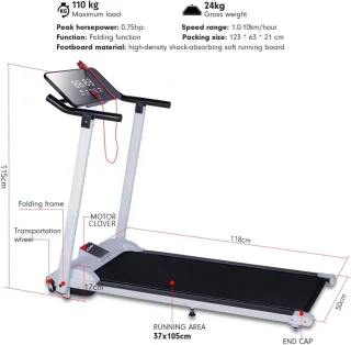 Loopband Inklapbaar - Hometrainer Elektrisch - Walking Pad Fitness - Wit