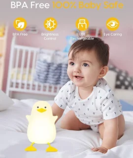 Dimbare Siliconen Nachtlamp voor Kinderen - Schattige Eend, Draagbaar en Oplaadbaar, Perfect voor Kinderkamer
