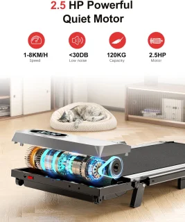 3 in 1 Opvouwbare Loopband Zilver 2,5 pk Motor