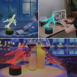 3D Vliegtuig Nachtlampje Kinderen Met Afstandsbediening