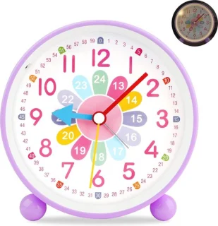 Analoge Kinderwekker Geruisloos met Nachtlampje en Snooze Batterij Aangedreven