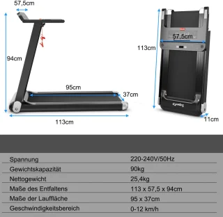 COSTWAY Opvouwbare elektrische loopband 0,75 pk