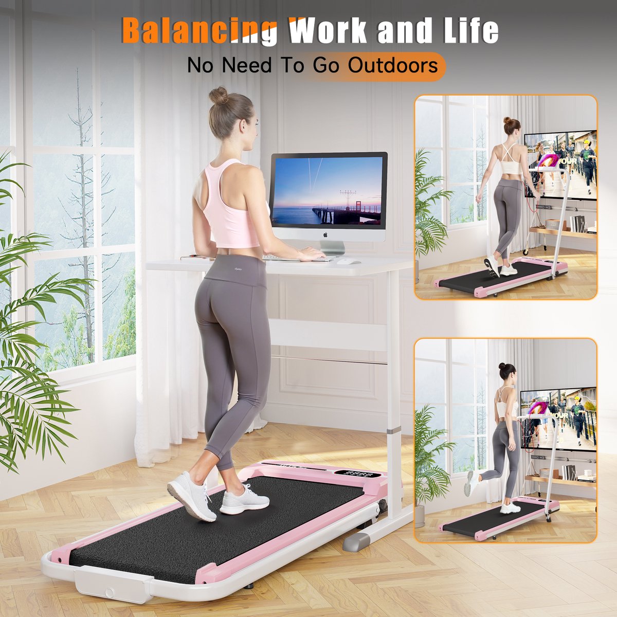 Wat vinden we goed aan de Elektrische loopband 3-in-1 roze 2,5 pk