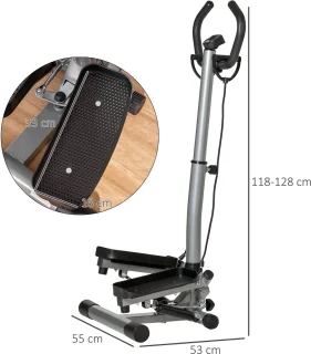 HOMCOM Stepping Machine Staal Zilver