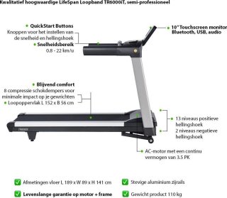 LifeSpan Fitness TR6000iT Licht-Commercieel Loopband