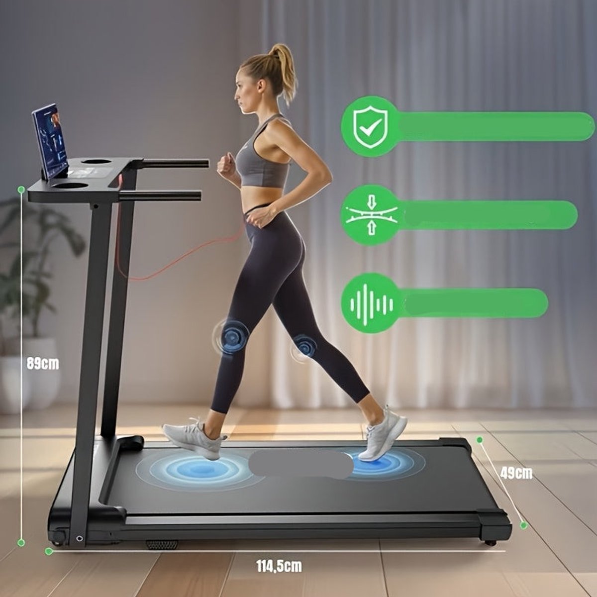 De Loopband hardloopmachine 12 km/u opvouwbaar in één oogopslag