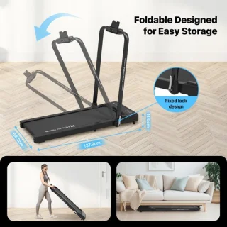 Loopband inklapbaar 3-in-1 walking pad met 2,5 pk motor, 6% helling en bluetooth