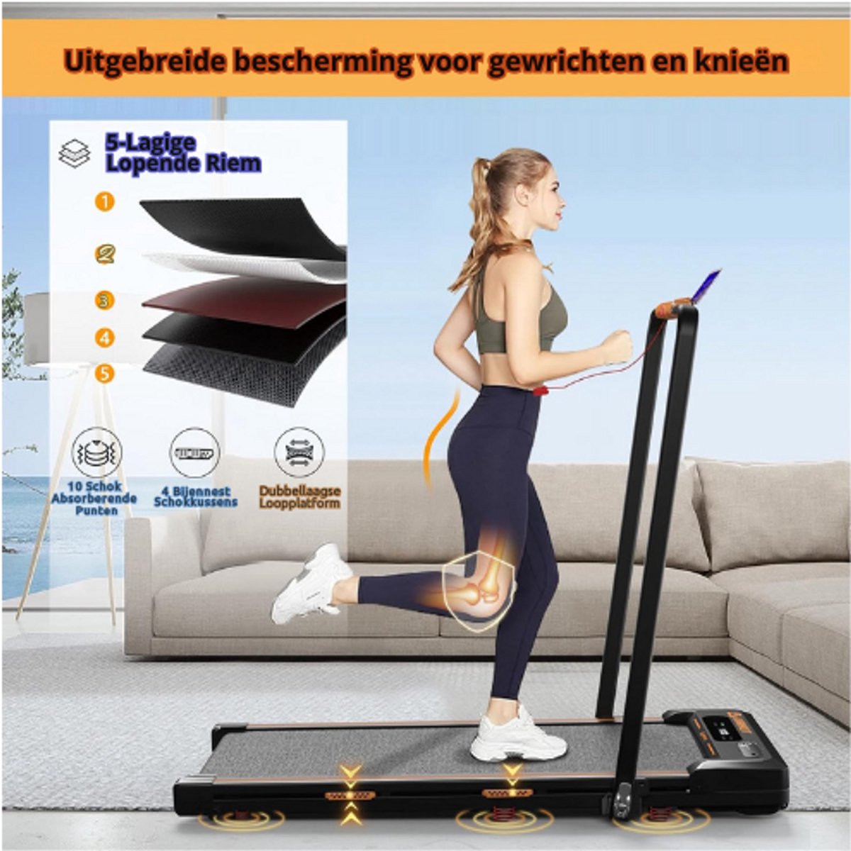 Loopband Onder Bureau Draagbaar 2.5PK Met LED-Scherm