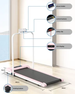 Opvouwbare elektrische loopband 2-in-1 roze