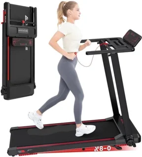 Opvouwbare elektrische loopband met automatische hellingshoek – zwart