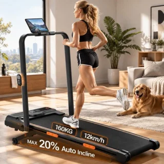 Opvouwbare loopband met automatische helling tot 20%