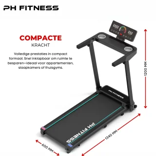 PH Fitness TH-900 Loopband Opvouwbaar 1.5PK 12 km/u