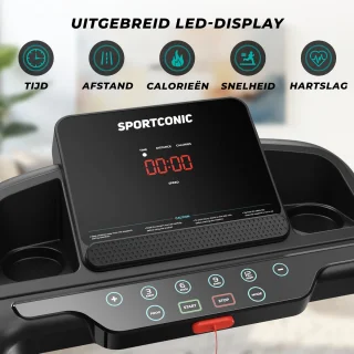 Sportconic Loopband 1-12 km/u Inklapbaar met LED-display en Hartslagmeter