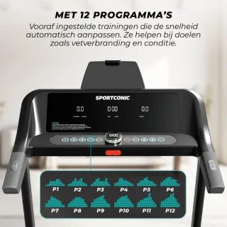 Sportconic Loopband 1-14 km/u Inklapbaar met Hellingfunctie en Tablethouder