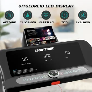 Sportconic Loopband 1-14 km/u Inklapbaar met Hellingfunctie en Tablethouder