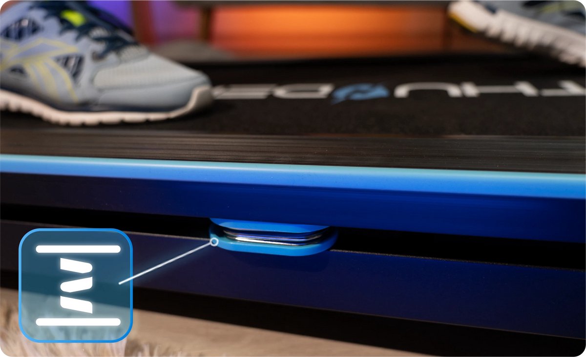 Wat vinden we goed aan de THUNDER Loopband ICON-BLUE Opvouwbaar