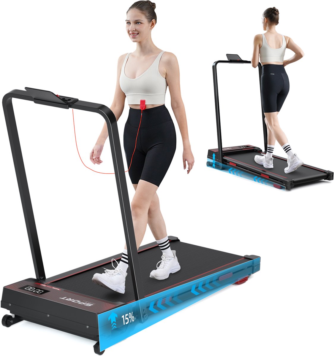 De Y-RAIN Electrische Loopband 2-in-1 Walking Pad Inklapbaar in één oogopslag
