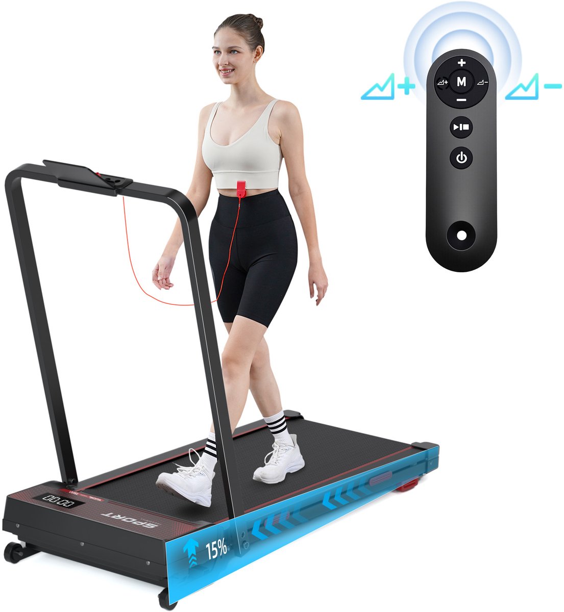 De Y-RAIN Loopband Walking Pad 2-in-1 Zwart in één oogopslag