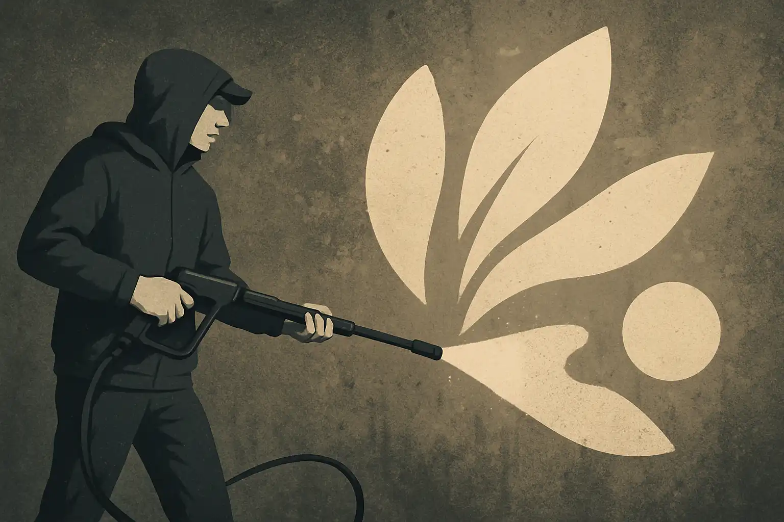 Hoe kunstenaars reverse-graffiti maken met hogedrukreinigers