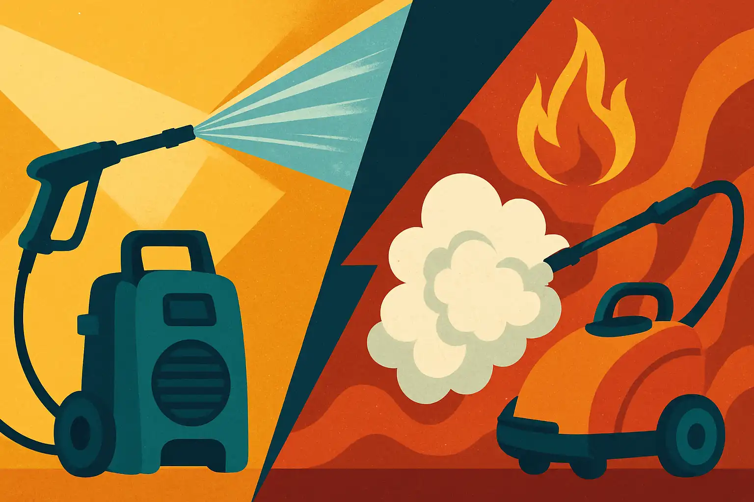 Hogedrukreiniger of stoomreiniger: wanneer kies je hitte boven druk voor moeilijke klussen