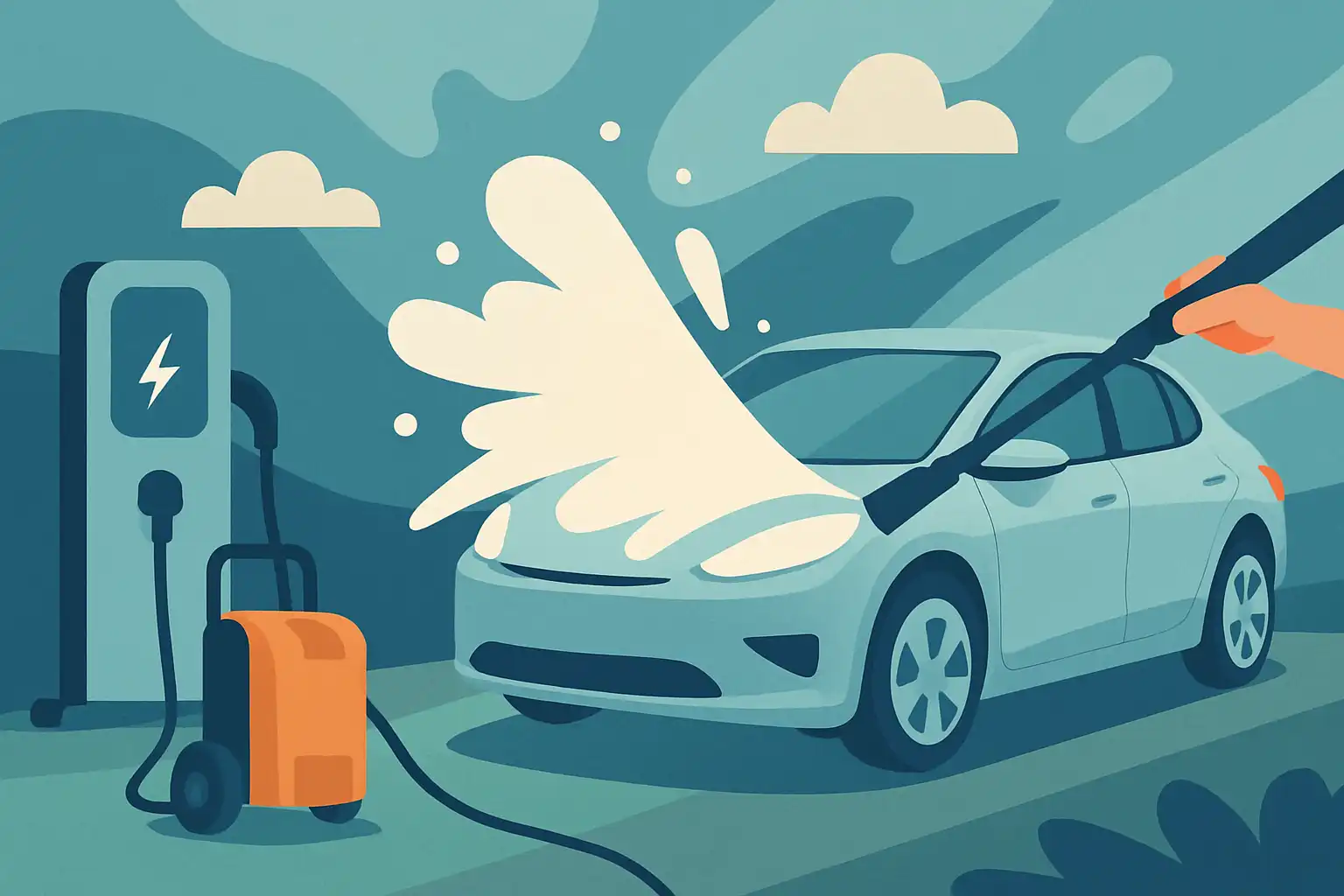 Hogedrukreinigers en elektrische auto's: zo maak je je oprit en laadpaal veilig schoon zonder schade