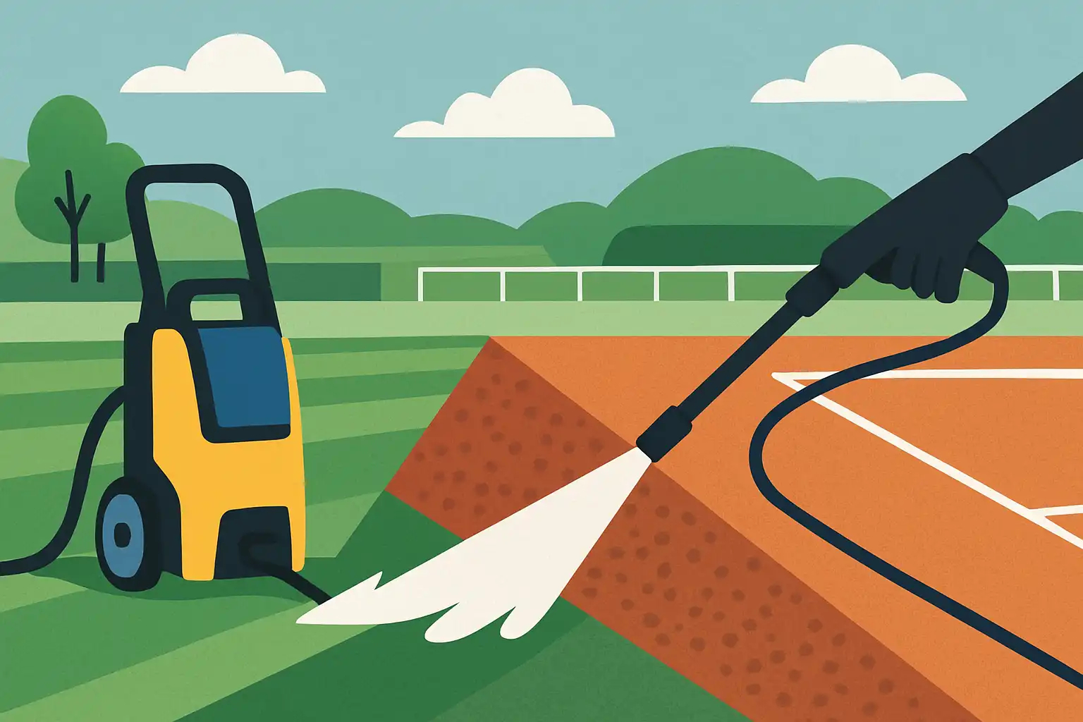 Hogedrukreinigers voor sportvelden: zo reinig je kunstgras, gravel en tennisbanen zonder schade