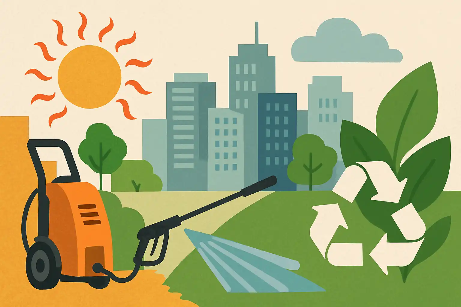 Zo gebruik je je hogedrukreiniger tegen stedelijke hitte-eilanden zonder het milieu te schaden