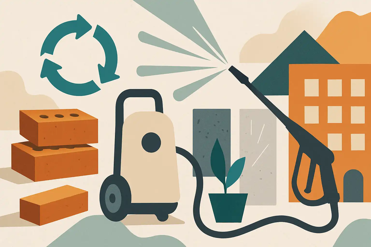 Zo maak je bouwmaterialen herbruikbaar: hoe hogedrukreiniging circulair bouwen makkelijker maakt