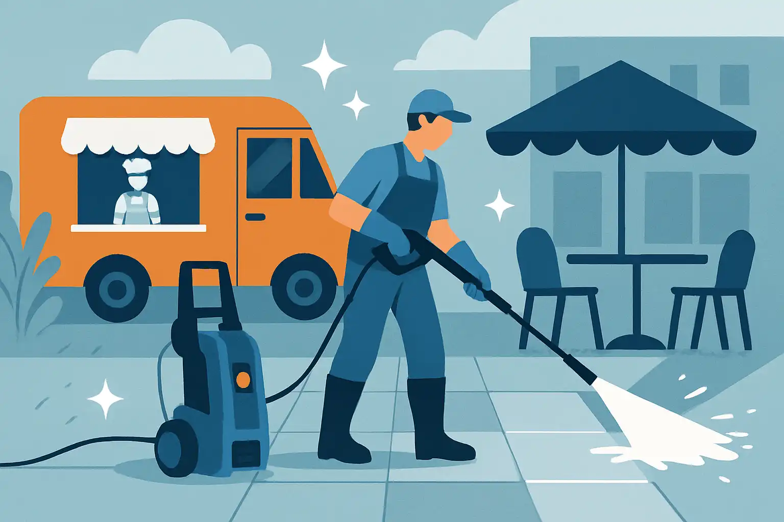 Zo maken horeca en foodtrucks hun buitenruimtes écht hygiënisch met een hogedrukreiniger