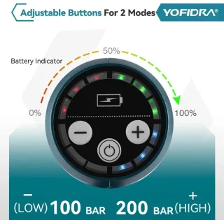 Yofrida - Hogedrukreiniger Accu - Hogedrukreiniger Accu - Draadloos - 200bar - 3500W - Inclusief Accu (Makita 18V Batterij Pin)