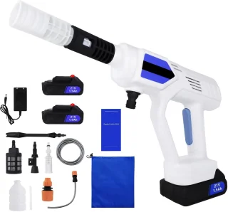 Elektrische Hogedrukreiniger - Draadloos - 21V - Accu Hogedrukspuit - 1500mAh Li-ion - Schuimfunctie - Compact - Voor Auto, Motor, Tuin, Terras & Zwembad - Mobiele Reinigingsmachine
