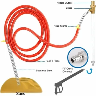 Hogedrukzandstraalset voor hogedrukreiniger en nat zandstralen 5000 PSI, 1/4" snelkoppeling, met masker, 3,5 opening, voor schurende reiniging